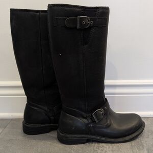 Bogs Black Tall Women's Riding Leather Buckle Boots